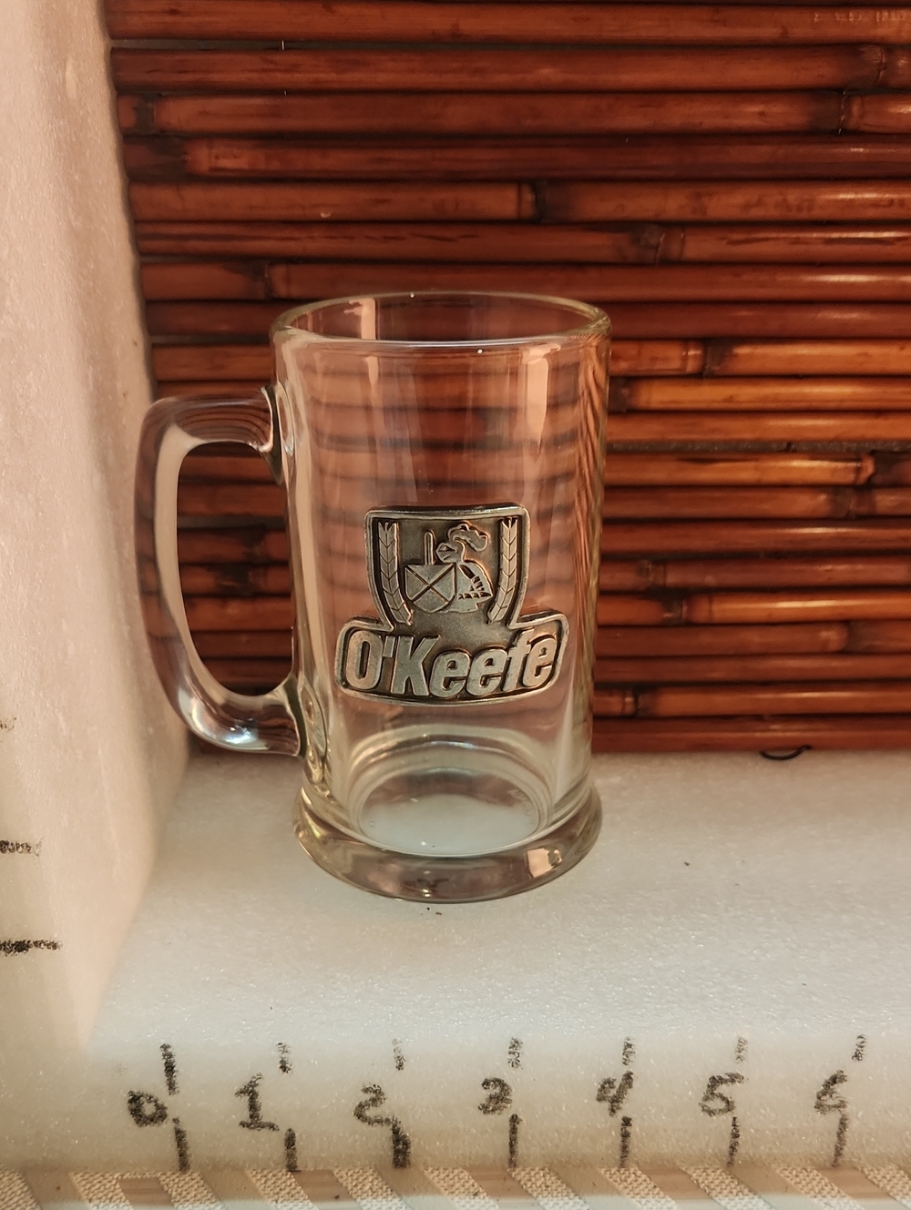 Clear Glass Beer Mug with Branded Crest